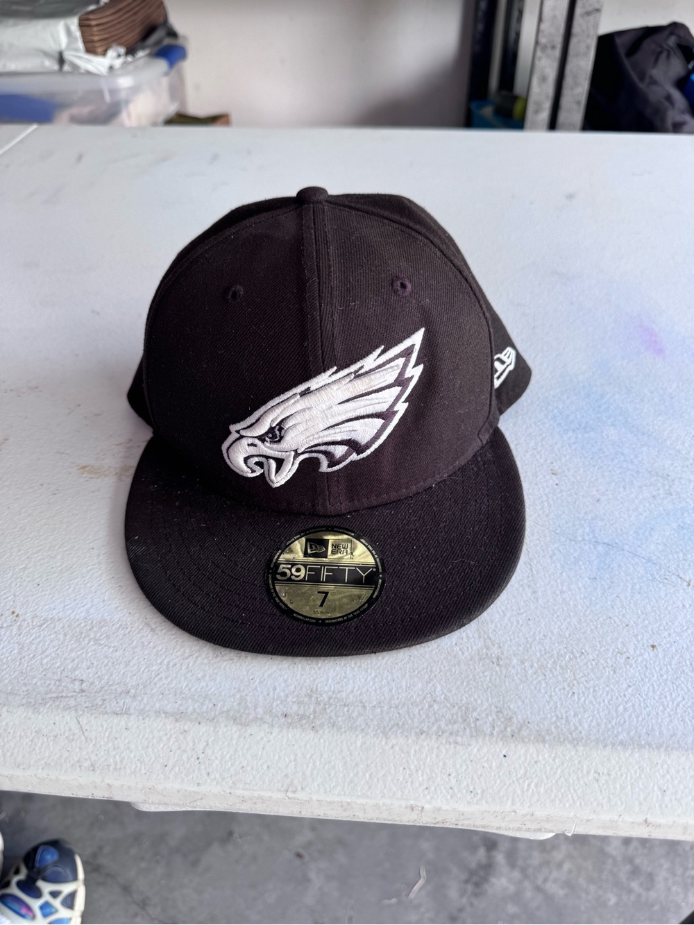 New Era Black Fitted Cap with White Eagle Logo